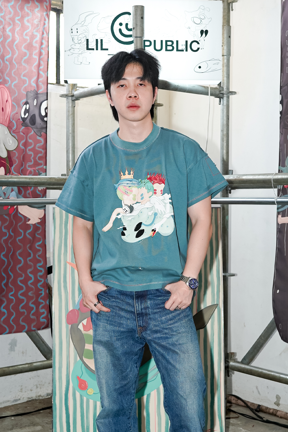AVAILABLE PRE ORDER ! SMWGW X LIL PUBLIC Aoi T-Shirt Blue
